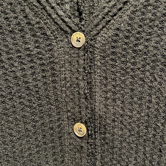 Allison Joy black waffle knit button down - Picture 2 of 4